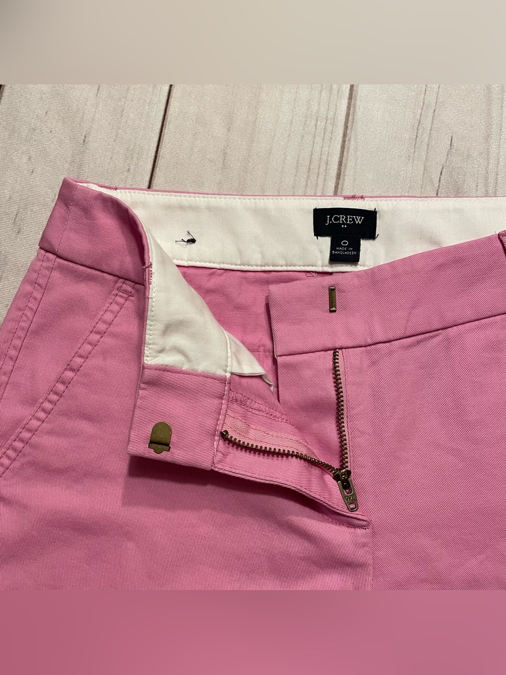 J. Crew 5” Chino Shorts Women’s 0 Pink Cotton Mid Rise Pockets Preppy Casual - Picture 2 of 8